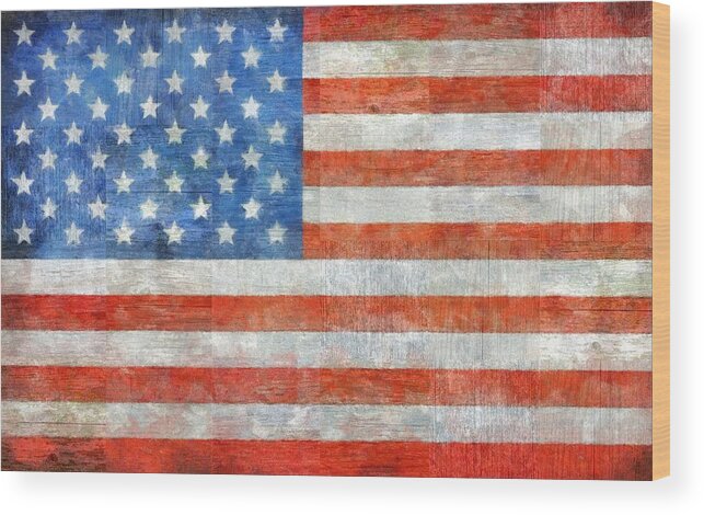 Flag Wood Print featuring the painting Homeland by Michelle Calkins