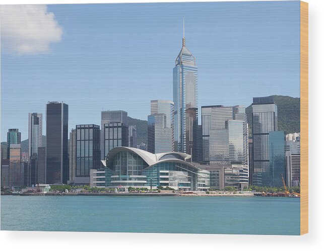 Chinese Culture Wood Print featuring the photograph Hong Kong Skyline by Winhorse