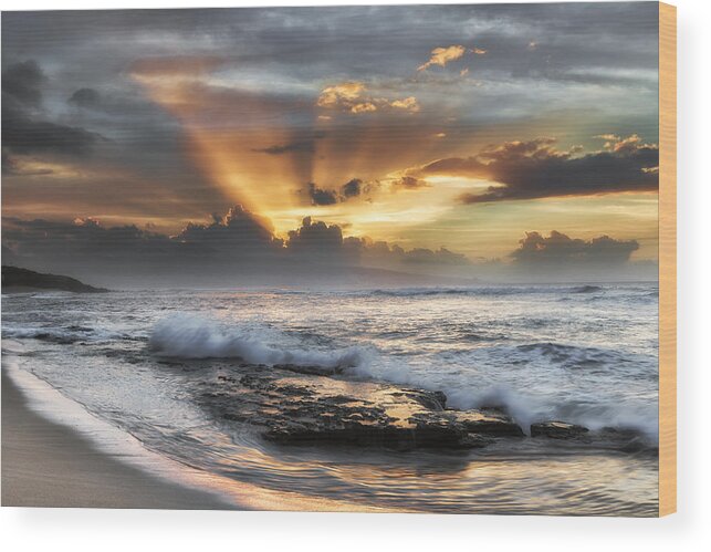 Maui Wood Print featuring the photograph Ho'okipa Sunset by Chuck Jason