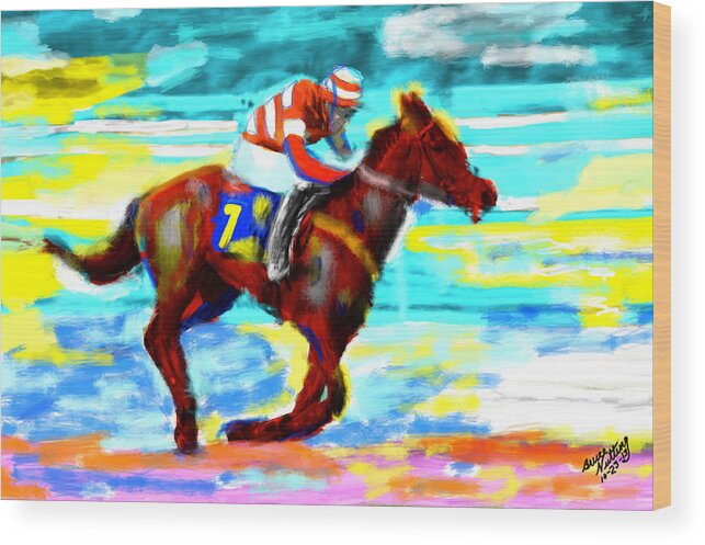 Horse Wood Print featuring the painting Horse Race by Bruce Nutting