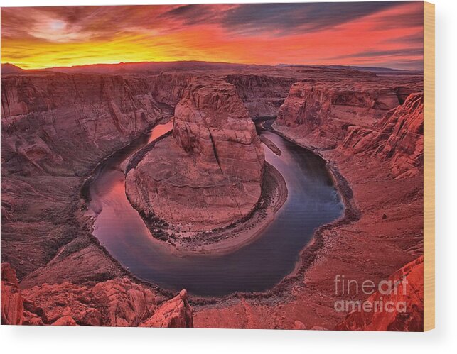 Horseshoe Bend Wood Print featuring the photograph Horseshoe Bend Sunset by Adam Jewell