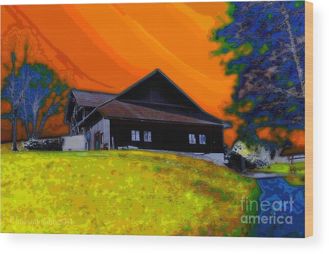 House Wood Print featuring the digital art House On A Hill by Mimulux Patricia No