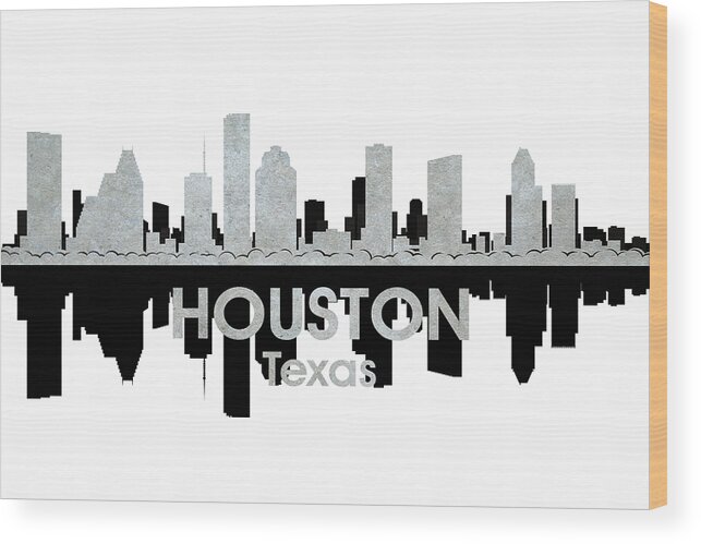 Houston Wood Print featuring the mixed media Houston TX 4 by Angelina Tamez