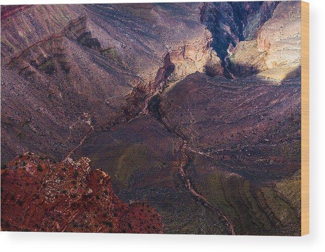 Grand Wood Print featuring the photograph How the Grand Canyon Gets Carved by Ed Gleichman