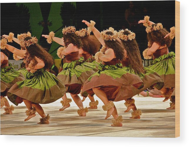 People Wood Print featuring the photograph Hula Dancers at the Merrie Monarch Festival by Venetia Featherstone-Witty