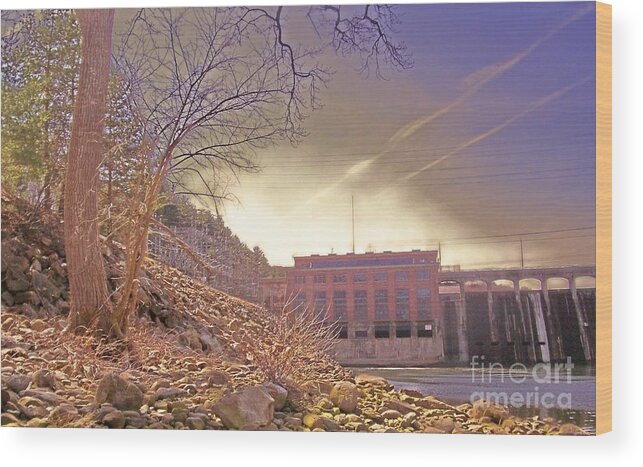  Dam Hydroelectric Science Wood Print featuring the photograph Hydro Electric Dam n by Kristine Nora