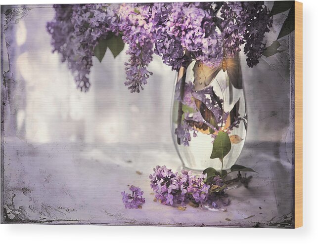 Lilacs Wood Print featuring the photograph I Picked A Bouquet Of Lilacs Today by Theresa Tahara