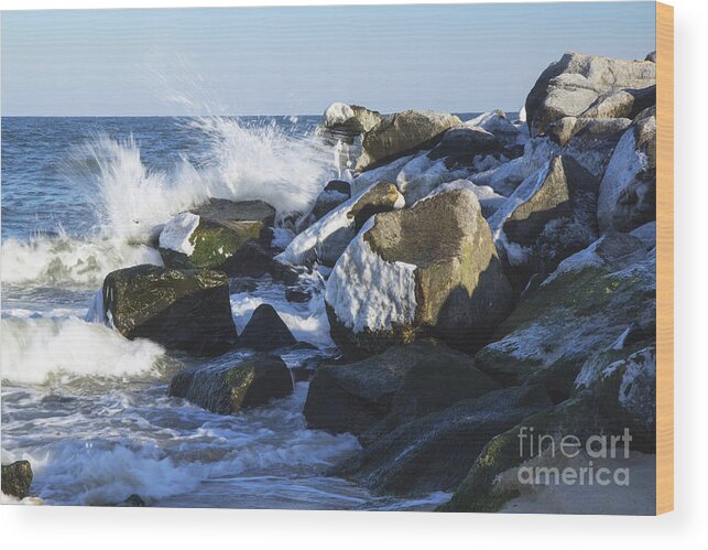 Ocean Wood Print featuring the photograph Ice and Snow at Herring Point by Robert Pilkington