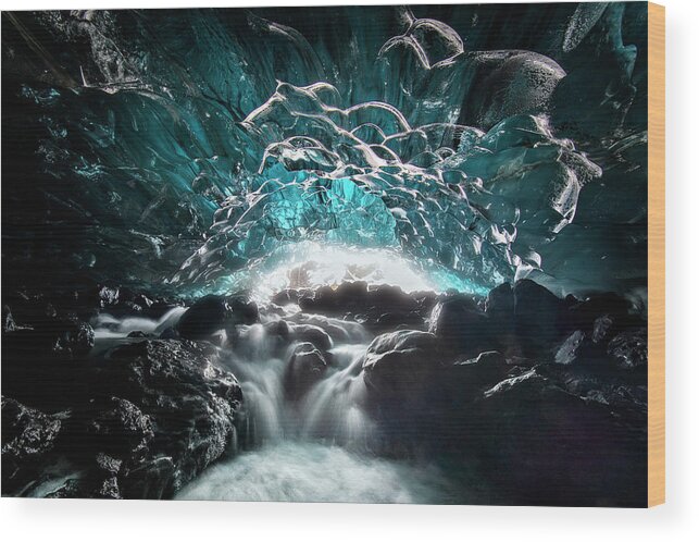 Ice Wood Print featuring the photograph Ice Cave by Hua Zhu