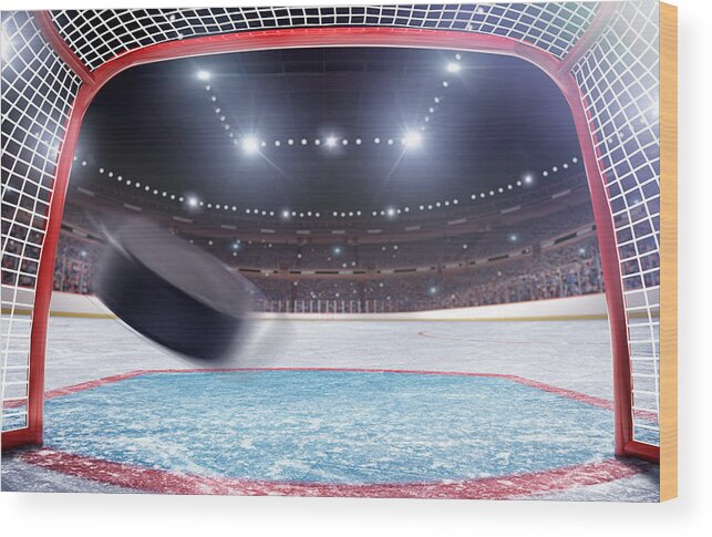 National Hockey League Wood Print featuring the photograph Ice Hockey Goal by Dmytro Aksonov