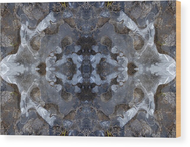 Cold Wood Print featuring the digital art Ice kaleidoscope 1 by Steve Ball