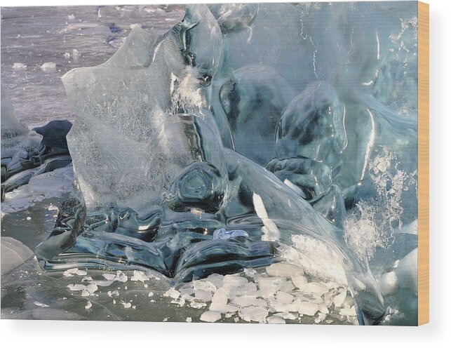 Ice Wood Print featuring the photograph Iceberg Detail - Mendenhall Lake by Cathy Mahnke