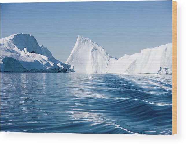 Iceberg Wood Print featuring the photograph Icebergs Of Ilulissat Kangerlua by Holger Leue
