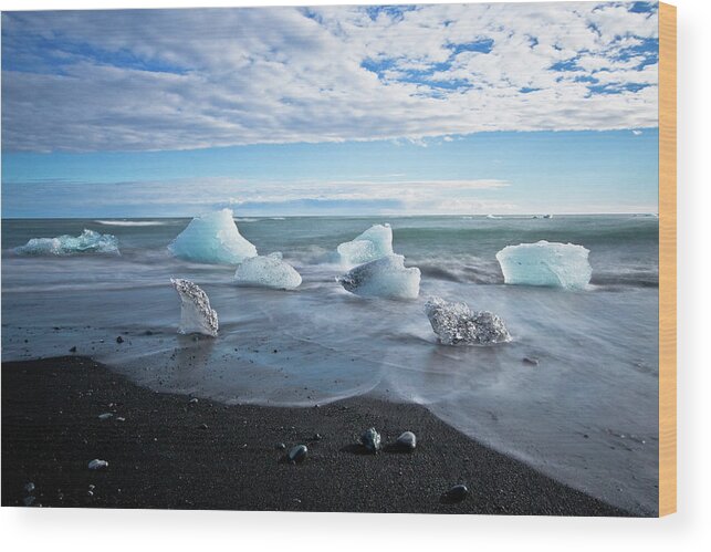 Tranquility Wood Print featuring the photograph Iceland Glacier Shore by © Lostin4tune - Cedrik Strahm - Switzerland