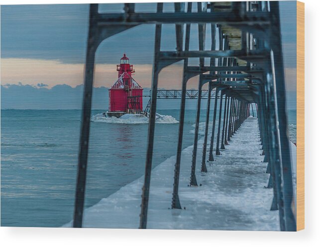 Lighthouse Wood Print featuring the photograph Icey Calm by Patti Raine