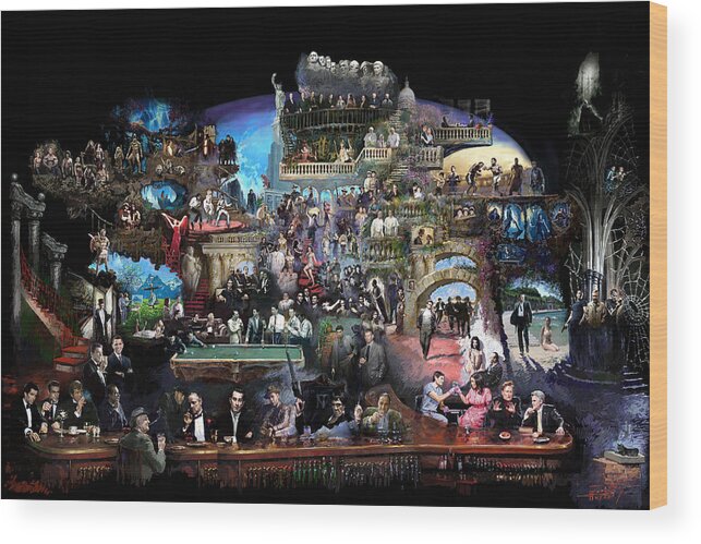 Icones Of History And Entertainment Wood Print featuring the mixed media Icons Of History And Entertainment by Ylli Haruni
