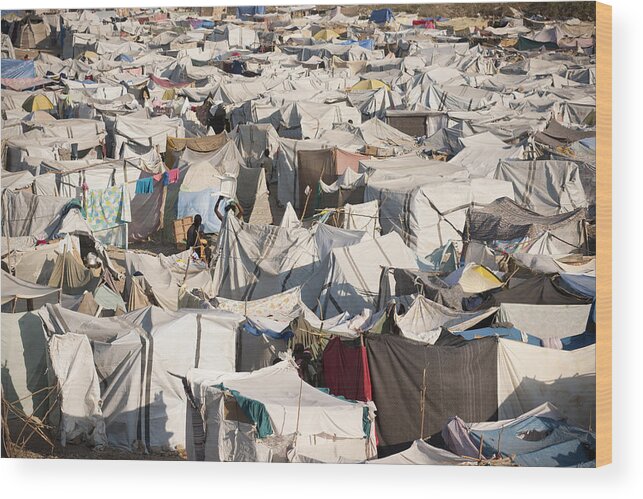 Scenics Wood Print featuring the photograph IDP Camp in Haiti by Claudiad