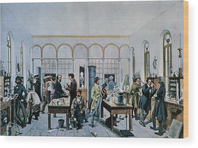 Liebig Wood Print featuring the photograph Illustration Showing Liebig's Teaching Laboratory by J-l Charmet/science Photo Library