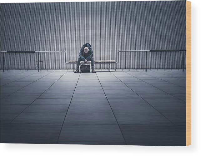 Bench Wood Print featuring the photograph I'm Tired. by Yasuhiko Yarimizu