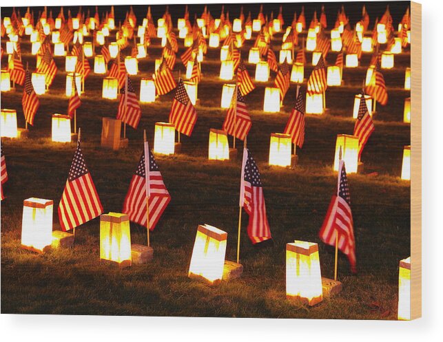 Civil War Wood Print featuring the photograph In Solemn Dedication - Gettysburg Illumination Remembrance Day 2012 - A by Michael Mazaika