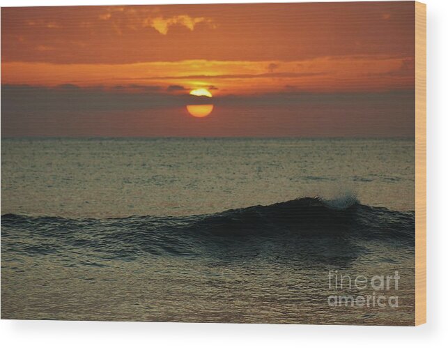 Ocean Wood Print featuring the photograph In Sunset's Wave by Craig Wood
