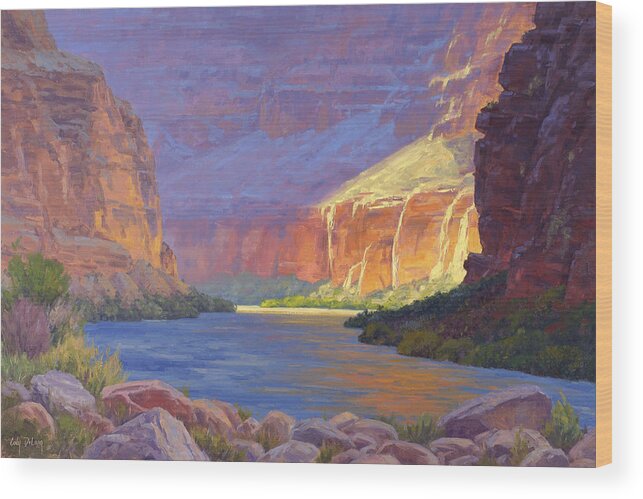 Grand Canyon Wood Print featuring the painting Inner Glow of the Canyon by Cody DeLong