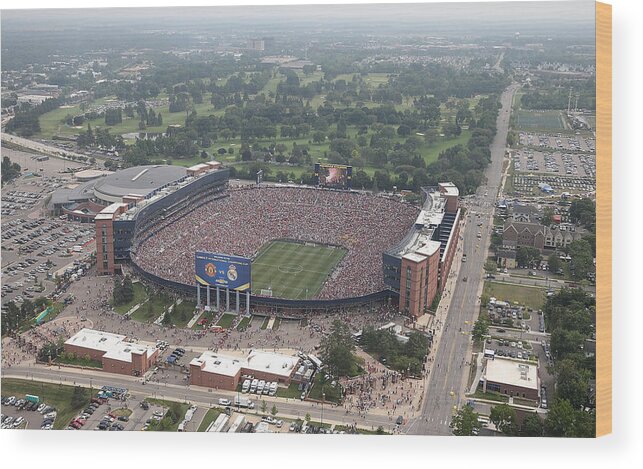 Michigan Stadium Wood Print featuring the photograph International Champions Cup 2014 - Real by Leon Halip
