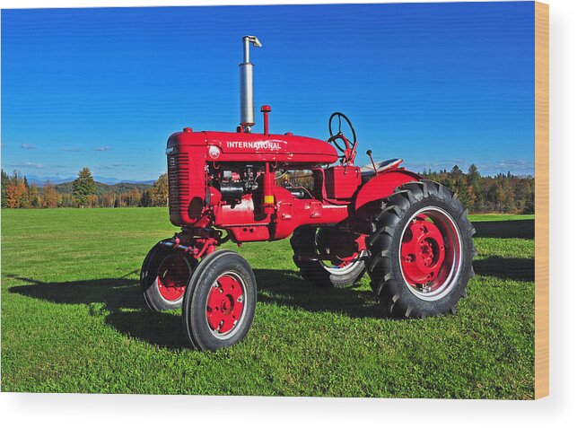 Tractor Wood Print featuring the photograph International tractor by Jim Boardman