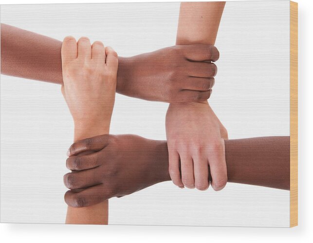 Human Arm Wood Print featuring the photograph Interracial support by MediaProduction
