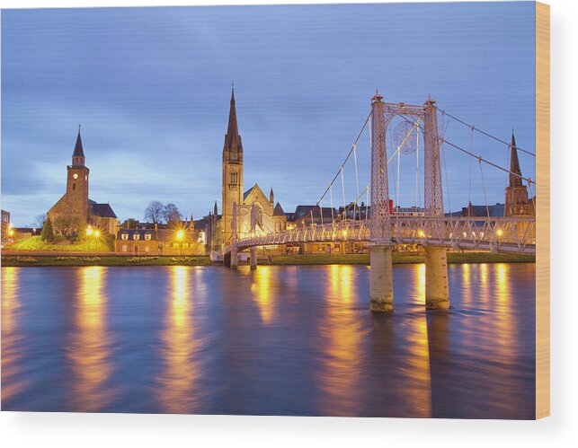 Water's Edge Wood Print featuring the photograph Inverness At Twilight by Mattstansfield