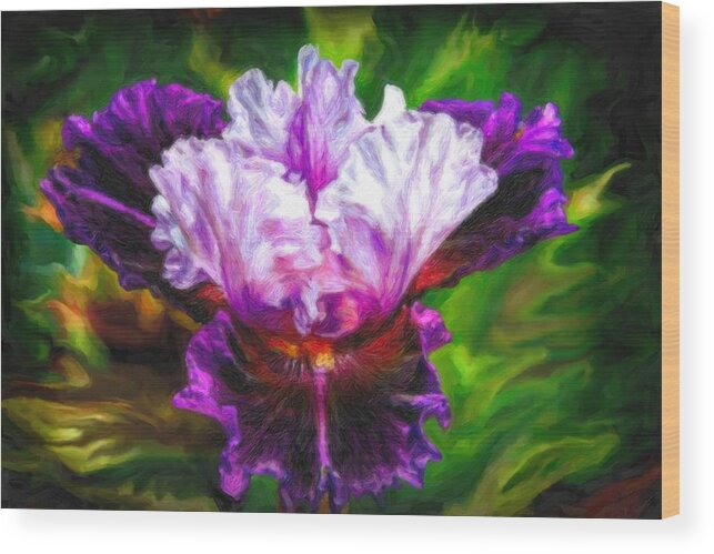 Painting Wood Print featuring the digital art Iridescent Iris by Lilia S