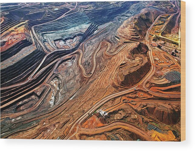 Mineral Wood Print featuring the photograph Iron Ore Mine, Mount Whaleback by John W Banagan