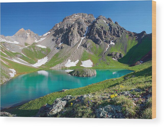 Beautiful Wood Print featuring the photograph Island Lake and U.S. Grant Peak by Aaron Spong