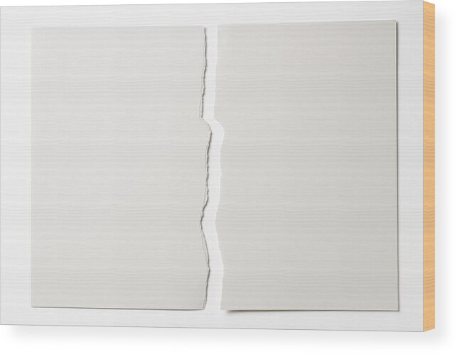 Rectangle Wood Print featuring the photograph Isolated shot of torn white paper on white background by Kyoshino