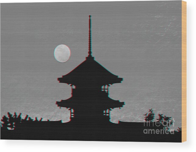 Japanese Landscape In 3d Wood Print featuring the digital art Japanese Landscape in 3D by Celestial Images