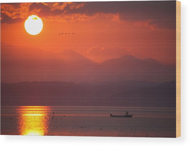 Landscape Wood Print featuring the photograph Japanese Sunset by Brad Brizek