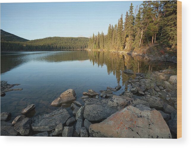 Water's Edge Wood Print featuring the photograph Jasper National Park by Mysticenergy