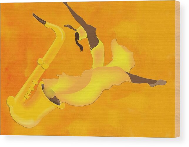 Jazz Wood Print featuring the digital art Jazz Dance Sax by Terry Boykin
