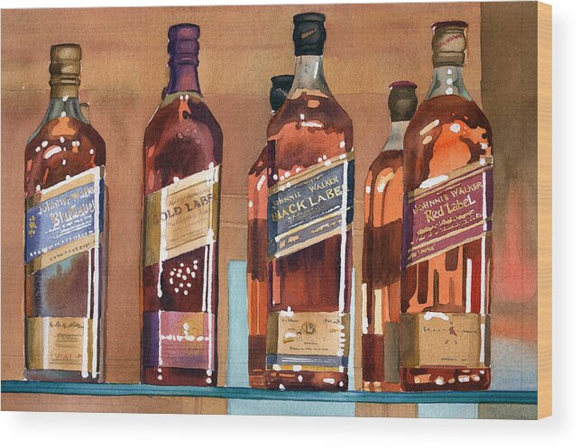 Johnnie Wood Print featuring the painting Johnnie Walker by Mary Helmreich