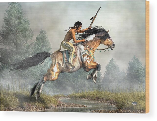 Jumping Horse Wood Print featuring the digital art Jumping Horse by Daniel Eskridge