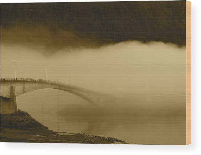 Juneau Wood Print featuring the photograph Juneau - Douglas Bridge by Cathy Mahnke