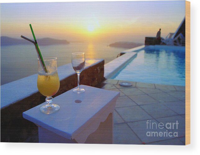 Caldera Wood Print featuring the photograph Just Before Sunset In Santorini by Madeline Ellis