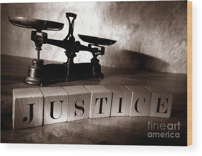 Justice Wood Print featuring the photograph Justice by Olivier Le Queinec