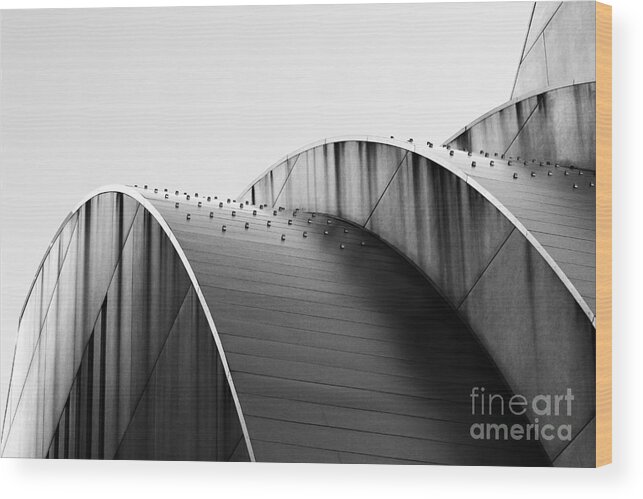 Kauffman Center For The Performing Arts Wood Print featuring the photograph Kauffman Center Black and White Curves Photography by Catherine Sherman