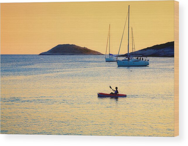 Kayak Wood Print featuring the photograph Kayaker by Alexey Stiop