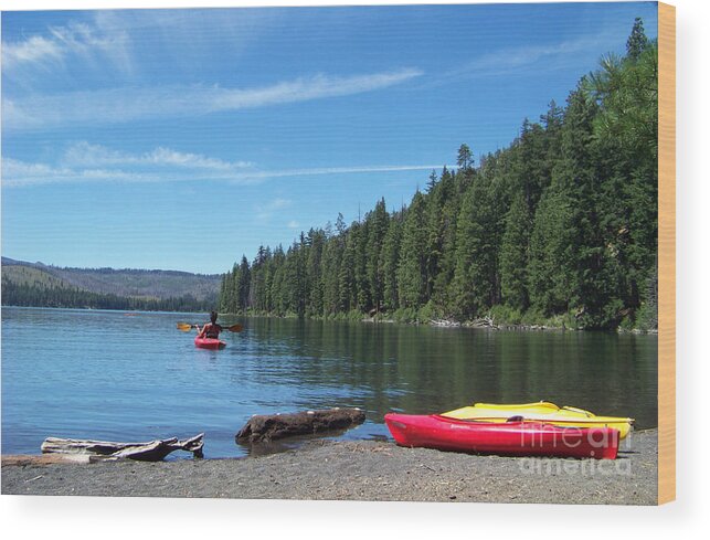 Suttle Lake Wood Print featuring the photograph Kayaking on Suttle Lake by Charles Robinson