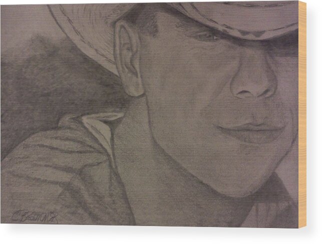 Country Wood Print featuring the drawing Kenny Chesney by Christy Saunders Church