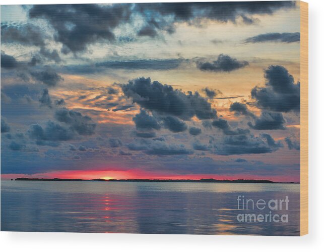 Key Largo Wood Print featuring the photograph Key Largo Cloudy Sunset by Olga Hamilton