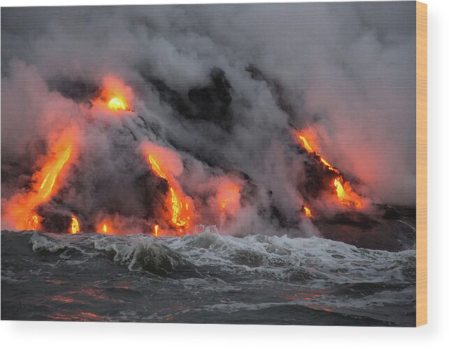 Scenics Wood Print featuring the photograph Kilauea Coast Entry by Jan Maguire Photography
