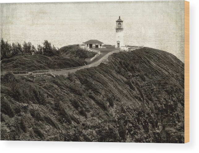 Kilauea Point Wood Print featuring the photograph Kilauea Lighthouse Vintage Look and Feel by Photography By Sai